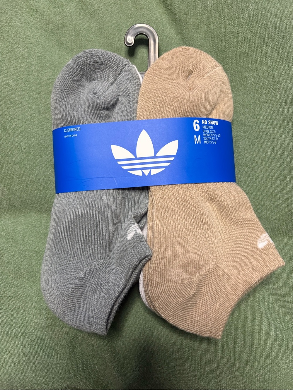adidas No-Show Sock 6-Pack – Sage and Beige